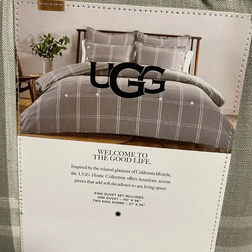 Ugg Callie Washed Yarn Dyed 3 Pc Duvet Cover Set King Bedding Seal Gray …